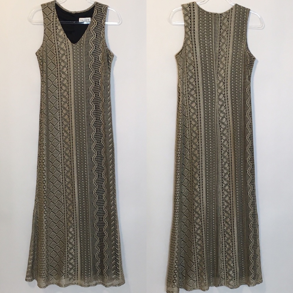 Harlow Dresses Crochet Overlay Long Evenin…